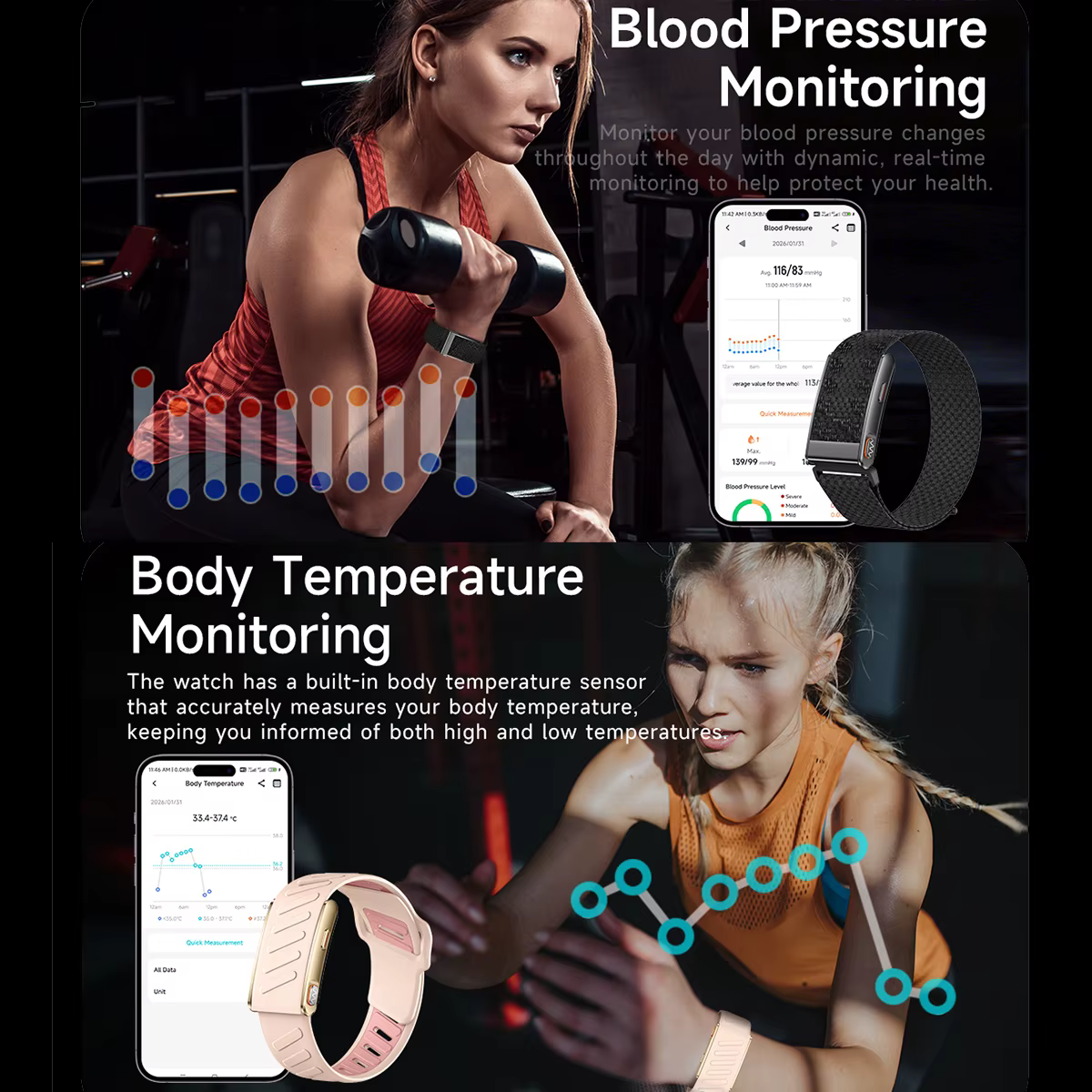Montre connectée ECG pour femmes