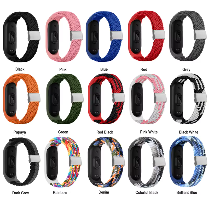 Bracelet pour Mi band 7 sangle élastique réglable en métal Nylon tressé Miband4 miband 5 correa pulseira pour xiaomi Mi