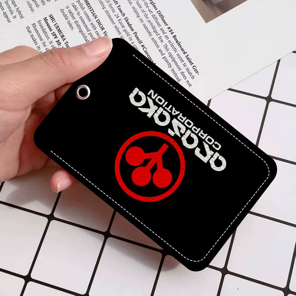 Arasaka Corporation Logo Rectangle étui pour carte d'identité porte-clés sac de carte d'accès porte-étiquette anneau porte-carte en cuir porte-clés accès