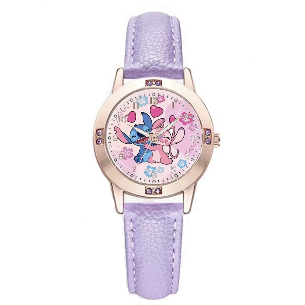 Disney Stitch dames montres diamant cadran bracelet en cuir de haute qualité Quartz femmes montre pour copines vacances