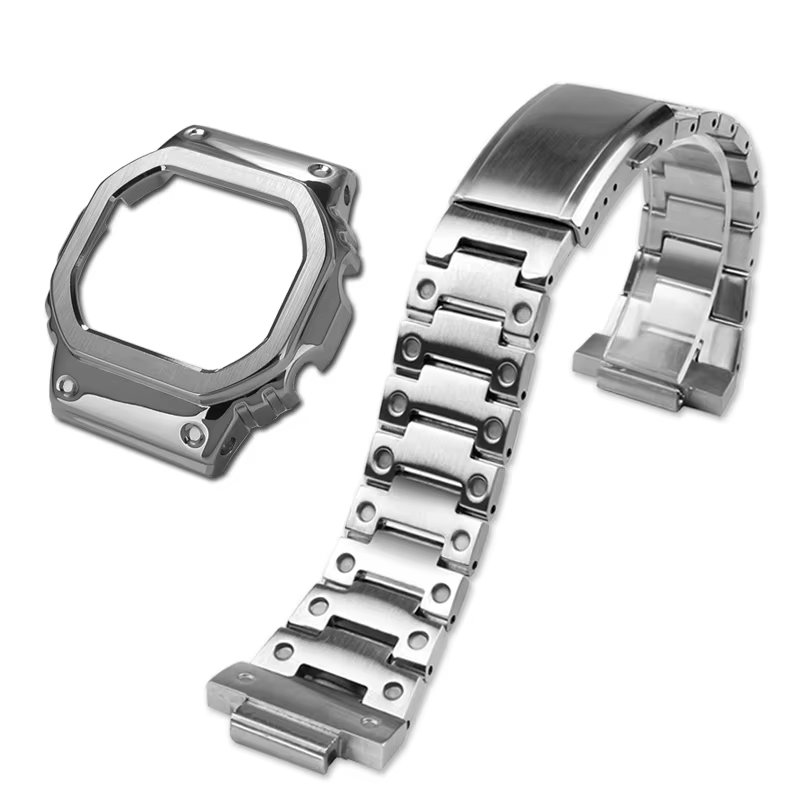 Localité noir Pour mol G-SHOCK DW5600 GW-B5600 GWM5610 Acier inoxydable métal Lunette boîtier + bracelet