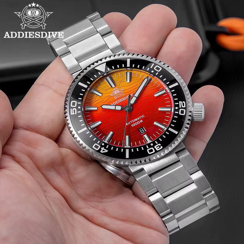 ADDIESDIVE montres automatiques pour hommes 1000M étanche saphir flamme nuages Texture luxe BGW9 lumineux nouvelle montre de plongée AD2526