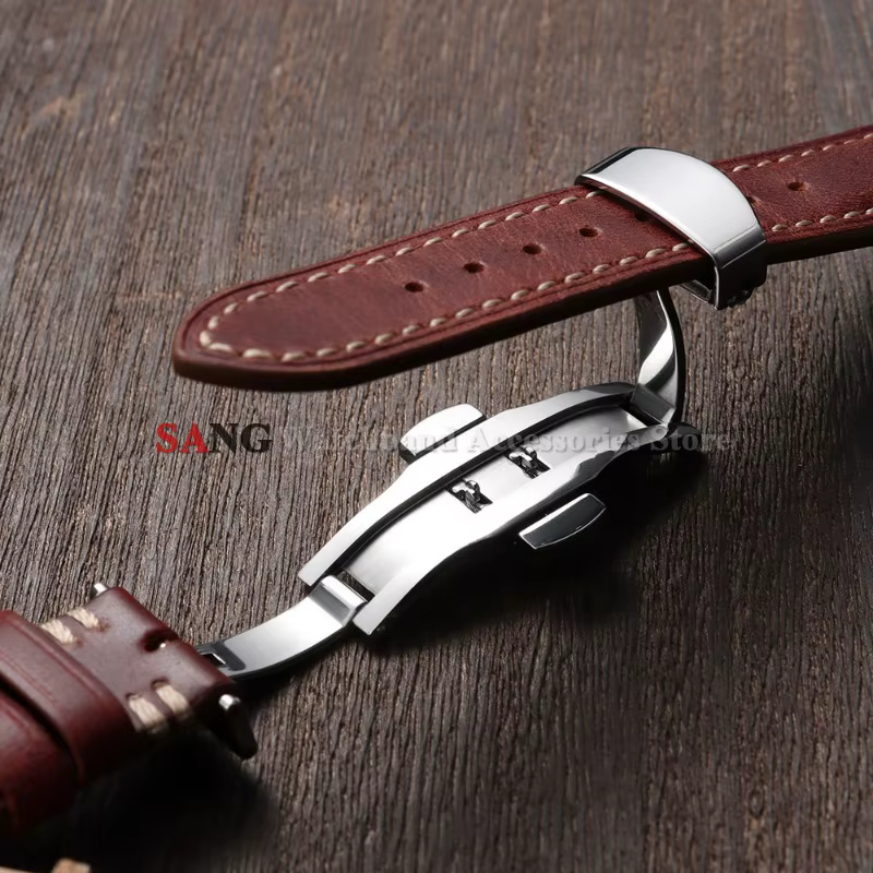 Bracelet de montre en cuir avec boucle papillon pour Citizen