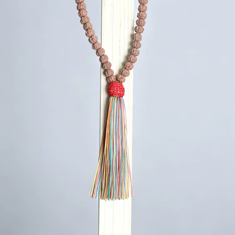 Chapelet de Rudraksha naturel de l'Himalaya 8-9mm, collier de perles de prière bouddhistes, ornement suspendu pour la maison, décoration