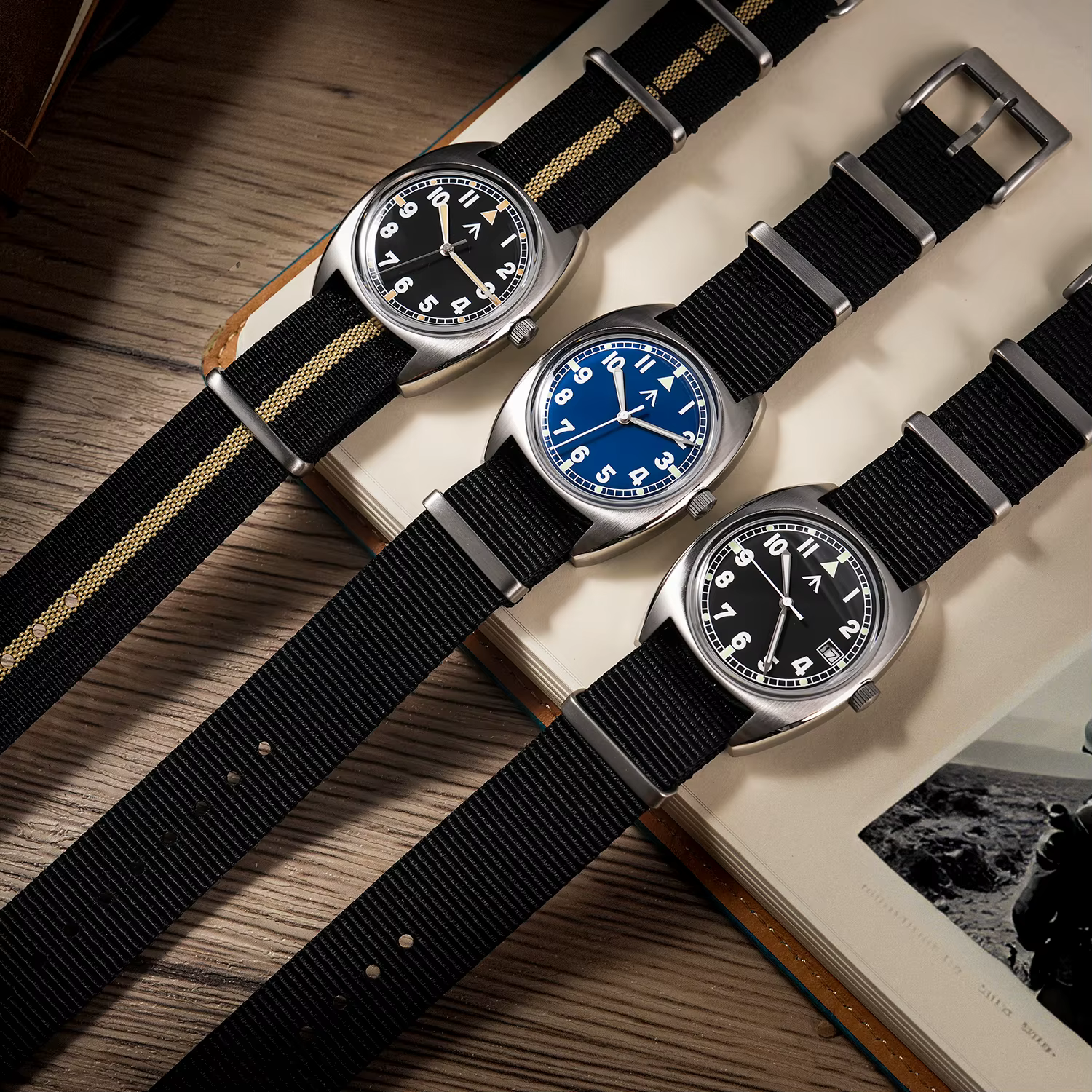 Militado ML17 hommes montres militaires mis5 Super 2035/GL12 mouvement à Quartz montre Luminova 100m montre-bracelet étanche boîte-cadeau