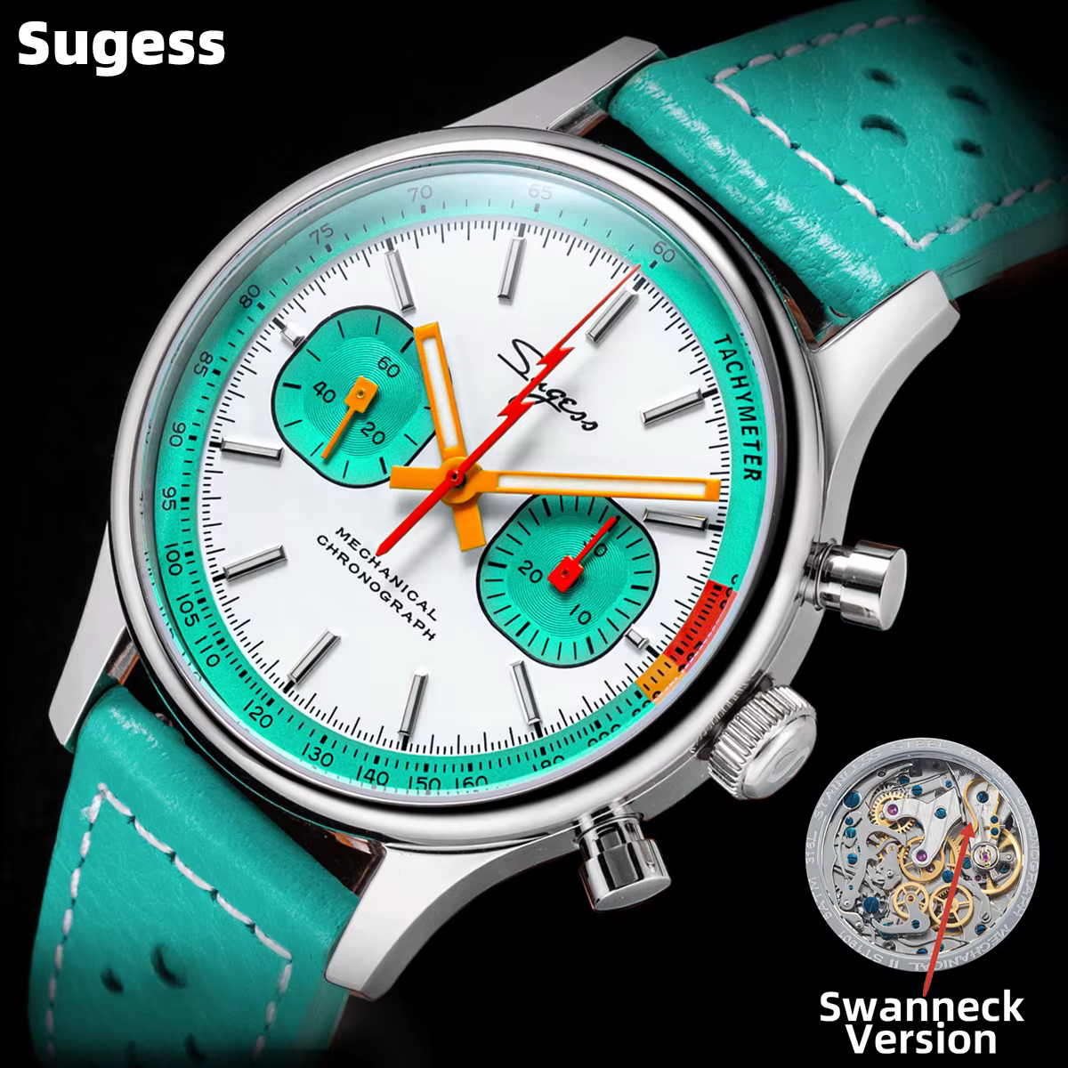 Sugess montre chronographe pour homme ST19 mouvement à col de cygne montres mécaniques saphir cristal pilote militaire horloge de course nouveau
