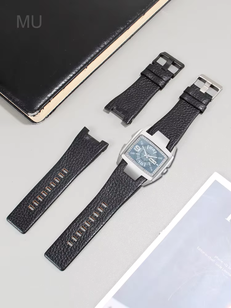 Pour montre en cuir véritable Diesel avec Interface Concave Dz4246 Dz1273 Dz1216 bracelet étanche en peau de vache à Texture exquise 32mm