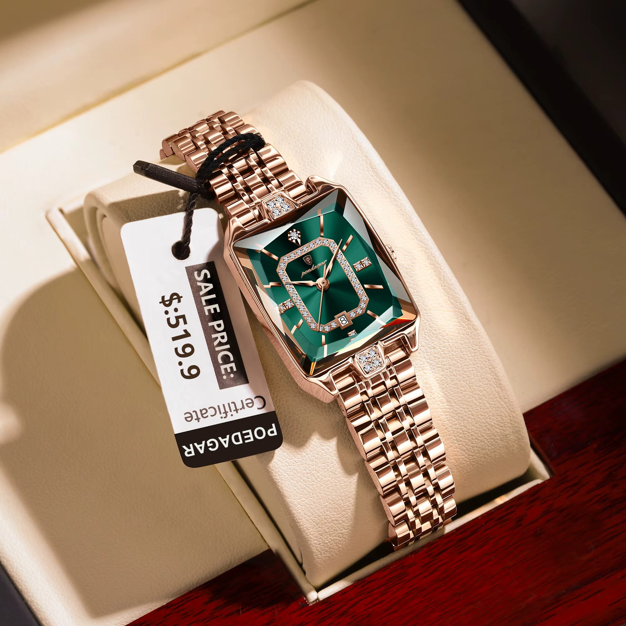 POEDAGAR montre de luxe pour femme calendrier étanche haute qualité dames