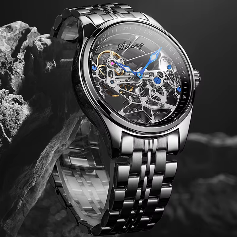 AILANG véritable Tourbillon montres hommes montre mécanique entièrement automatique marques de luxe étanche mode
