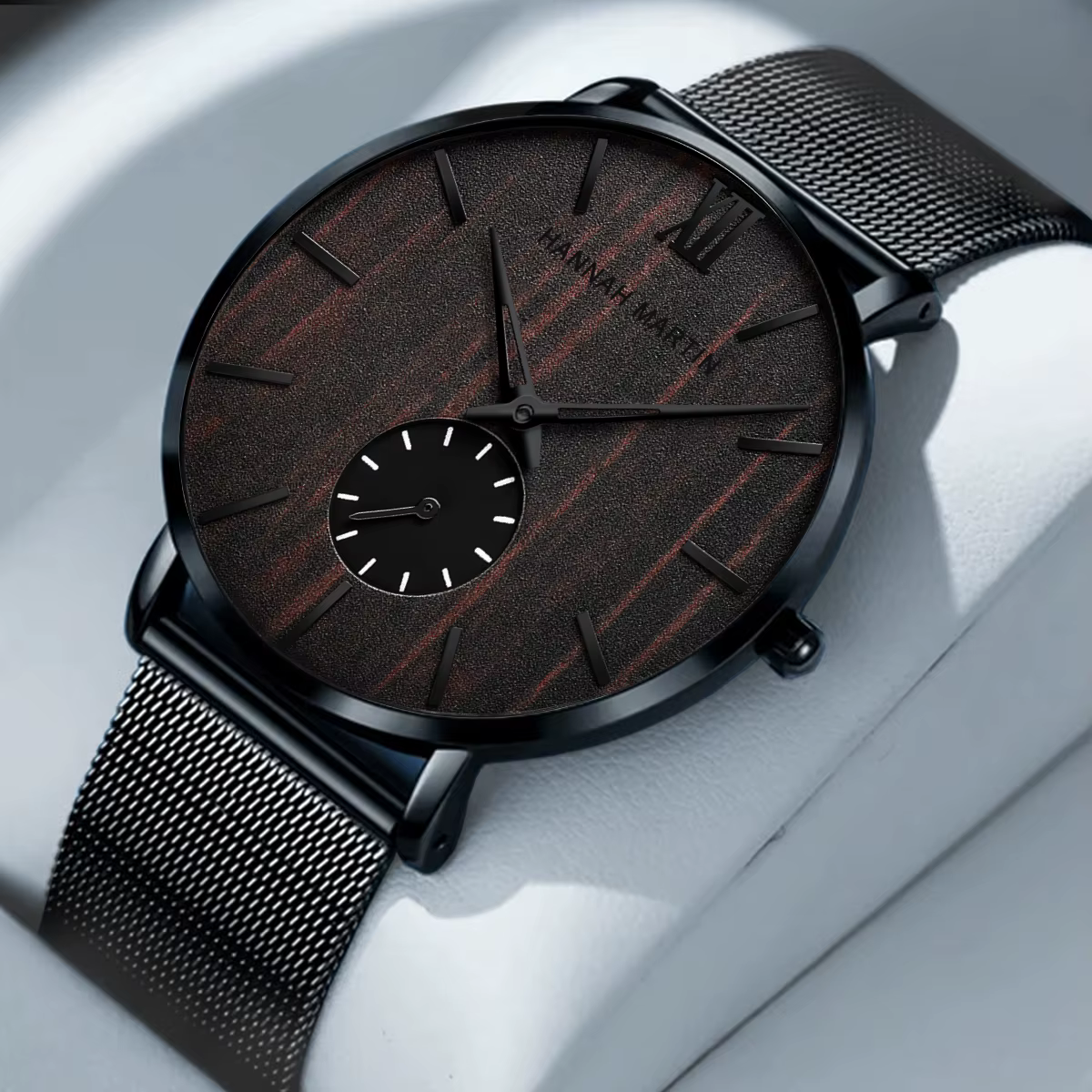 Hannah Martin-Montre-bracelet en acier inoxydable pour homme