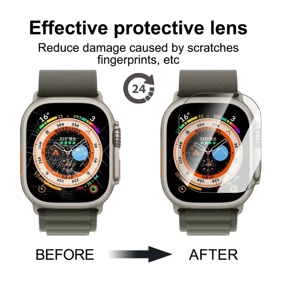 Verre HD d'installation facile pour Apple Watch Ultra 3/2/1