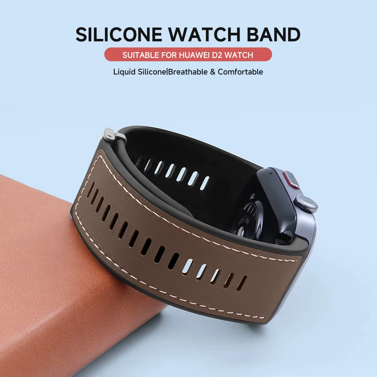 Bracelet de remplacement en cuir et silicone pour montre connectée Huawei Watch D2