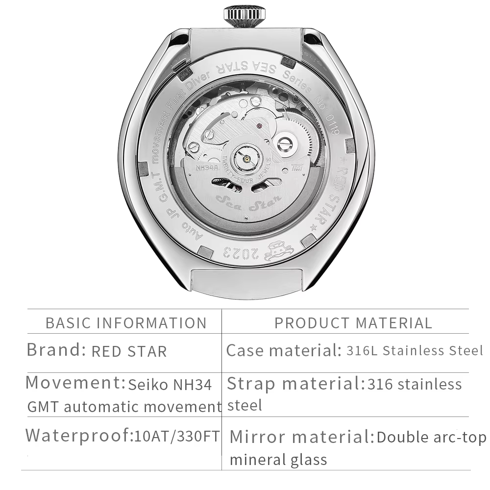  Montre BullHead en verre minéral RED STAR