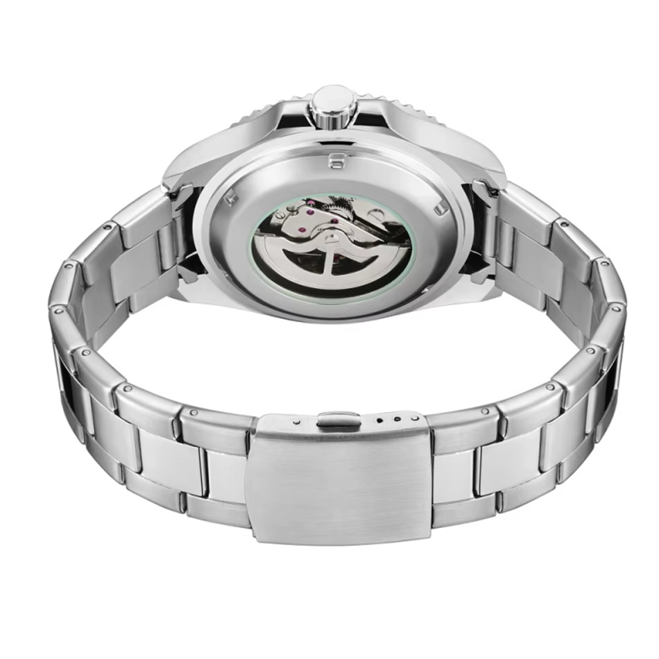 Montre mécanique squelette noire pour homme