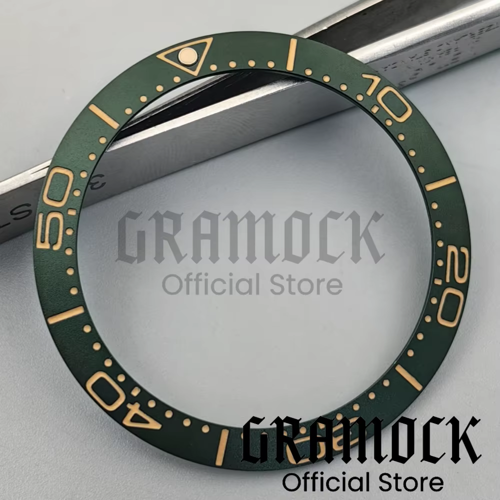 Gramock Vintage 38mm aluminium brossé bordeaux rouge vert montre lunette Lume Fit 41mm boîtier