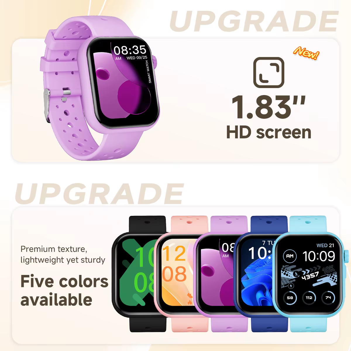 Nouvelle Montre Connectée Multilingue avec Fond d'écran Personnalisable