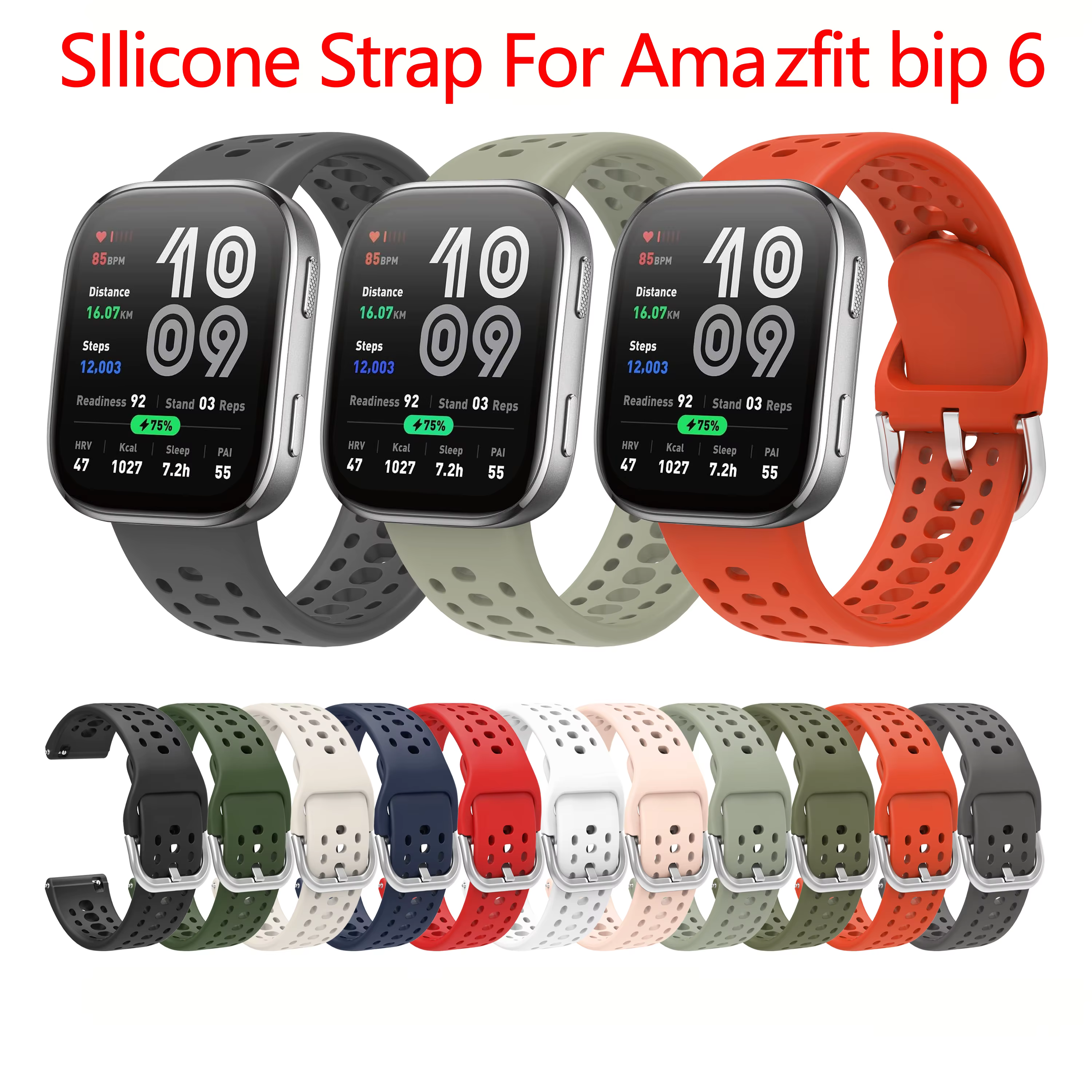 Bracelet en Silicone d'origine pour Amazfit Bip 6 accessoires de sangle sport respirant