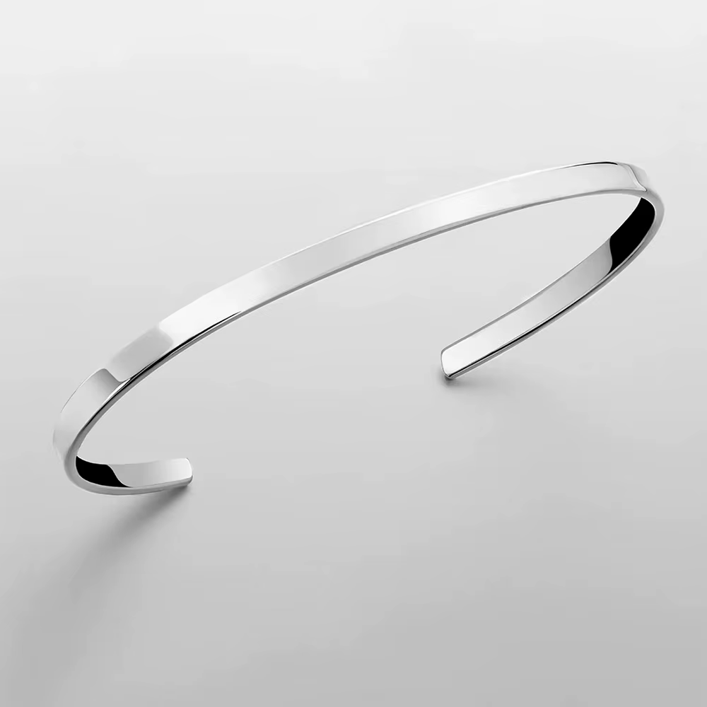 ELANDIS – Bracelet ouvert en acier inoxydable pour hommes, bijoux minimalistes, à la mode, en platine, cadeau de vacances populaire pour Couple
