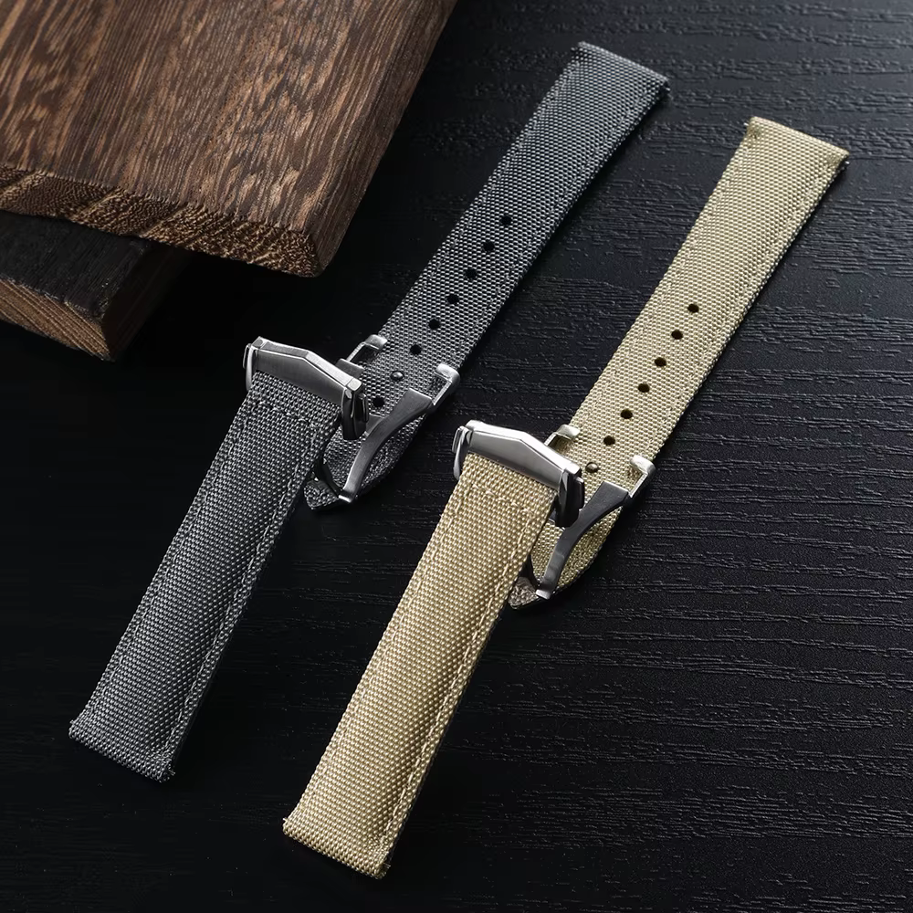 Bracelet de montre en tissu voile déployant 20mm 22mm