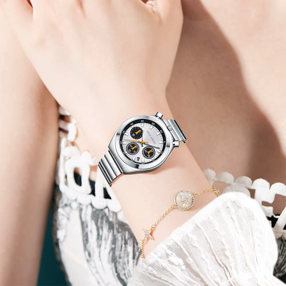 MINI FOCUS Montres pour femmes tendance Marque haut de gamme Luxe Multifonction Cadran Bracelet en acier inoxydable