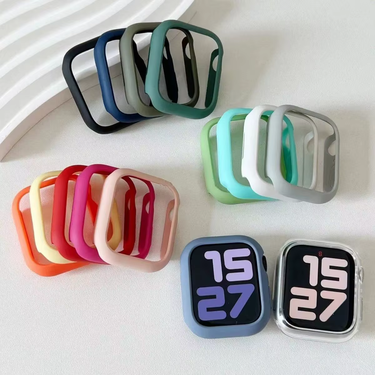 Soft Silicone Case for Apple Watch 11-10 46mm 42/40/44/41/45mm Bumper protector Cover iwatch Series 9 8 7 6 5 4 SE 3 Accessories