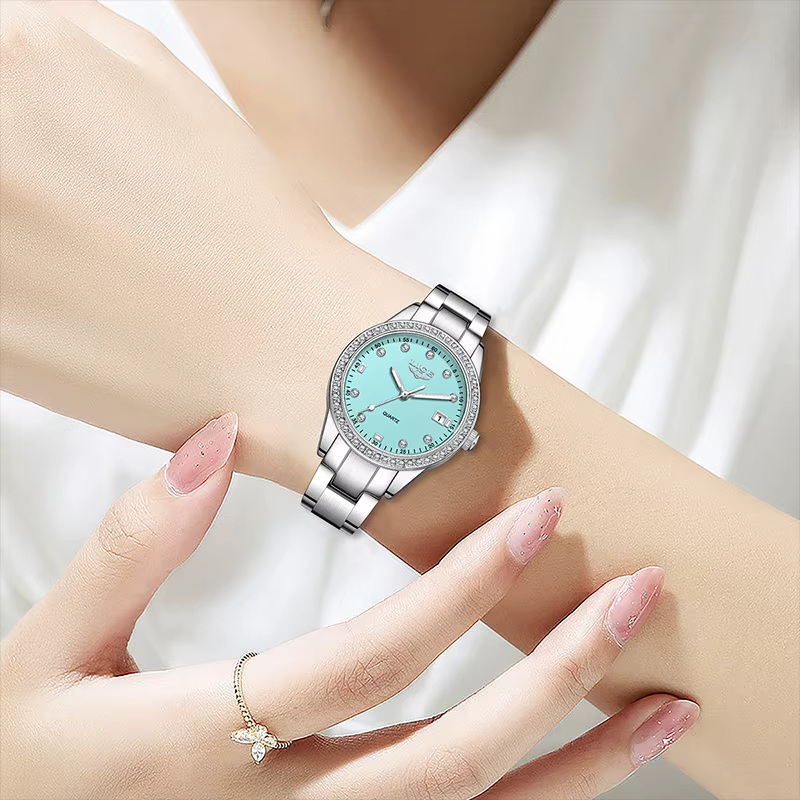LIGE 2025 montre pour femme de luxe lumineux en acier inoxydable horloge étanche