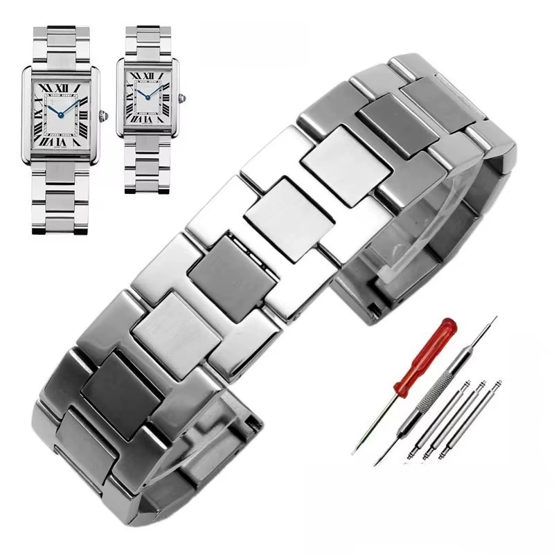 Bracelet de montre en acier inoxydable fin pour hommes et femmes