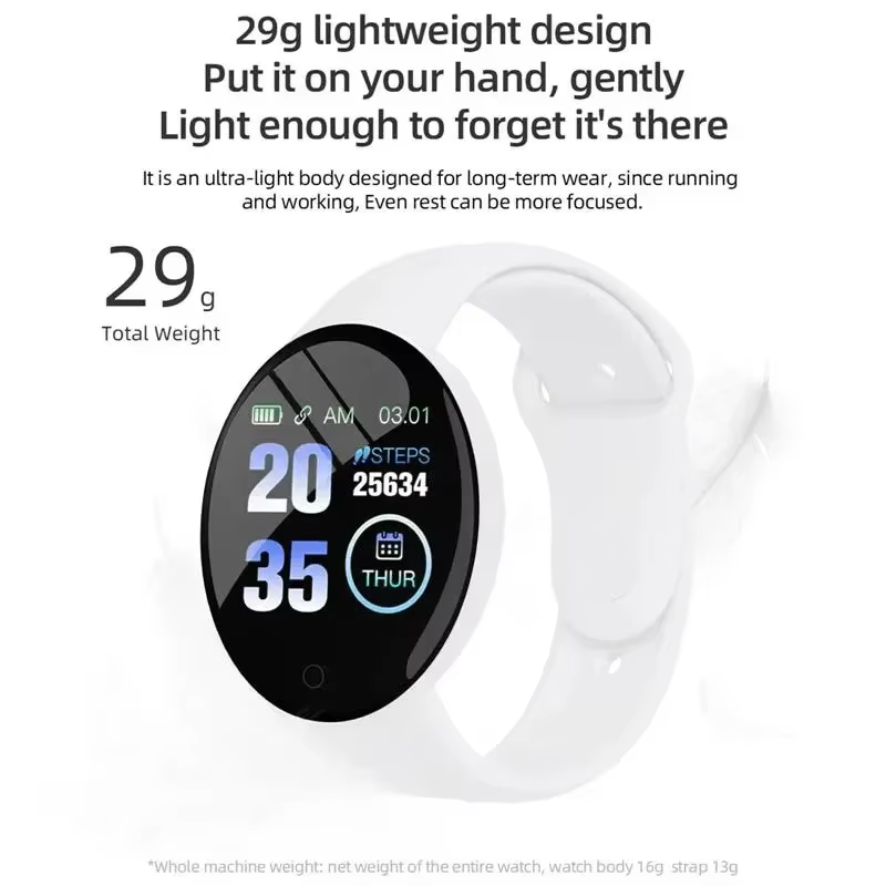 D18 montre intelligente écran couleur circulaire plusieurs Modes de sport appel informations rappel Photo prise de musique Bracelet intelligent cadeau
