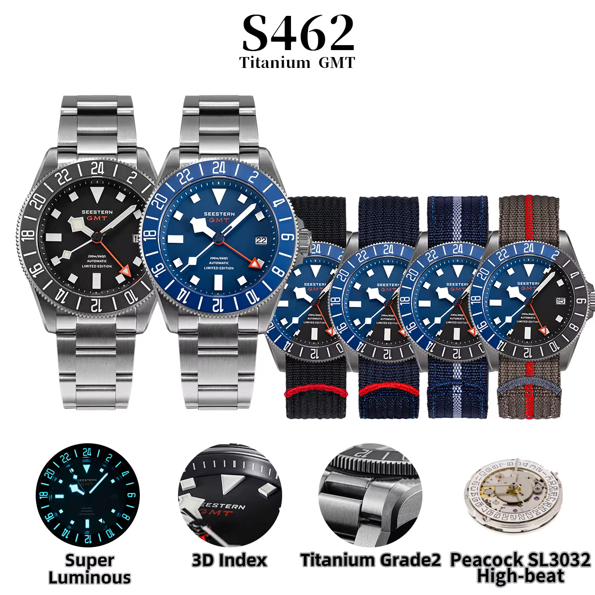 Montre de plongée GMT pour hommes