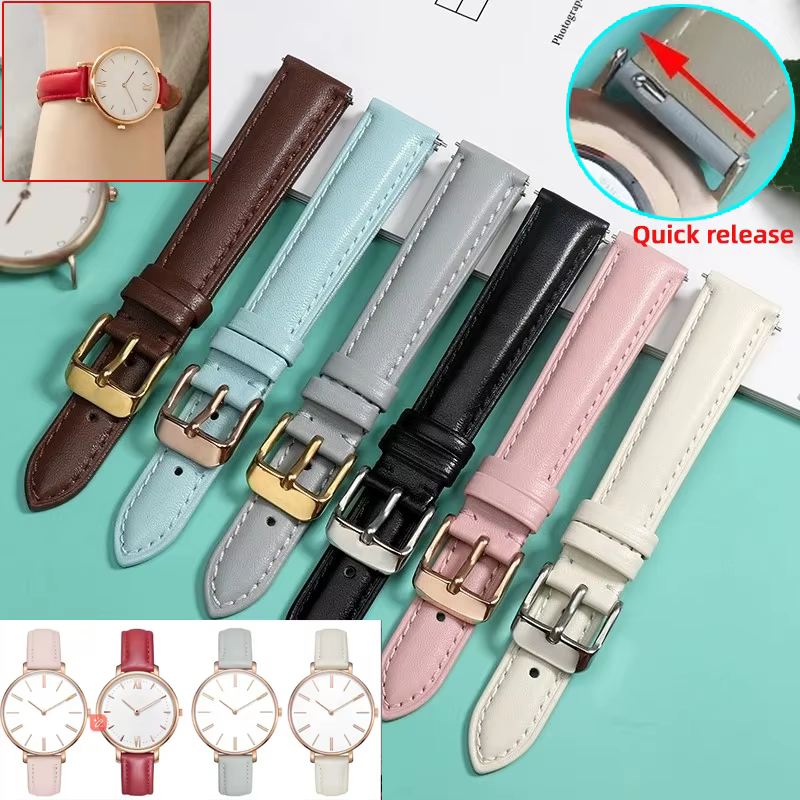Bracelet de montre de mode à dégagement rapide pour Casio Citizen Fossil DW bracelet 12mm 14mm 16mm 18 dames bleu rose rouge bracelet de montre en peau de vache souple
