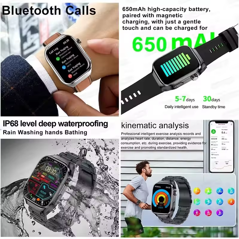 2025New Micro examen physique montre intelligente pour hommes acide urique graisse corporelle cinq organes santé montres Bluetooth appel SmartBracelet