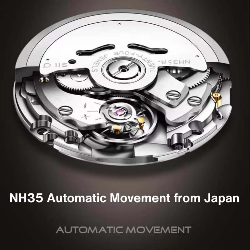 Montre mécanique automatique pour homme avec mouvement NH35 du Japon