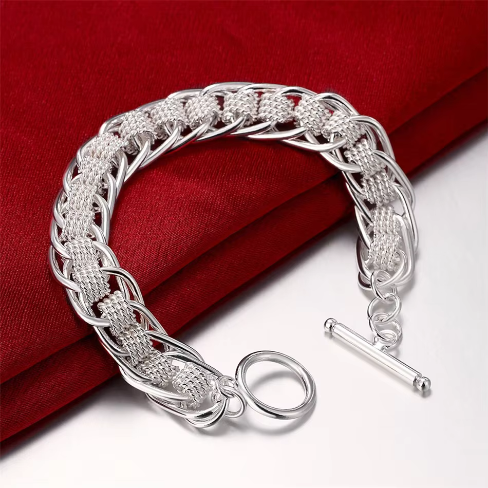 Bracelet à breloques en argent regardé 925 pour hommes et femmes