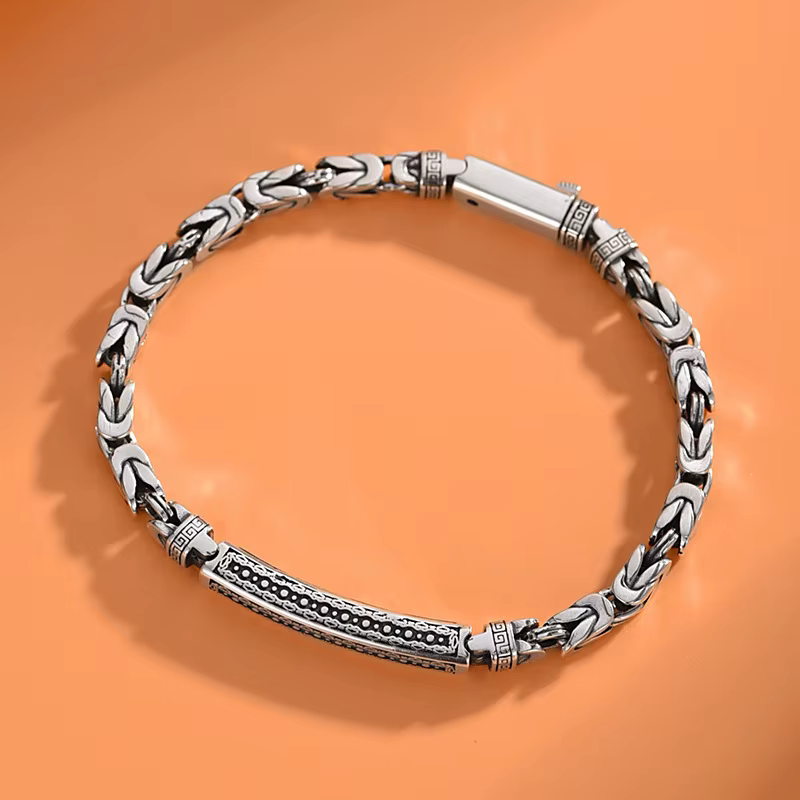 Bracelet rétro plaqué argent pour hommes et femmes, motif paix, bracelet tendance, bijoux de couple, cadeau, Pulseras