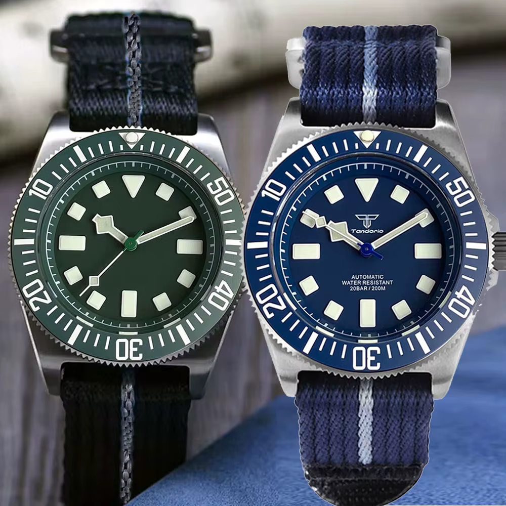 Montre mécanique pour homme Tandorio 42 mm rétro FXD Japan NH35 PT5000 avec boîtier en titane