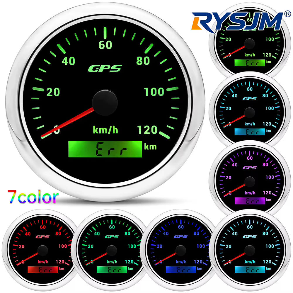 Compteur de vitesse GPS universel 85MM, rétroéclairage LED 7 couleurs, pour moto, bateau, camion, 60 km/h, 200 km/h
