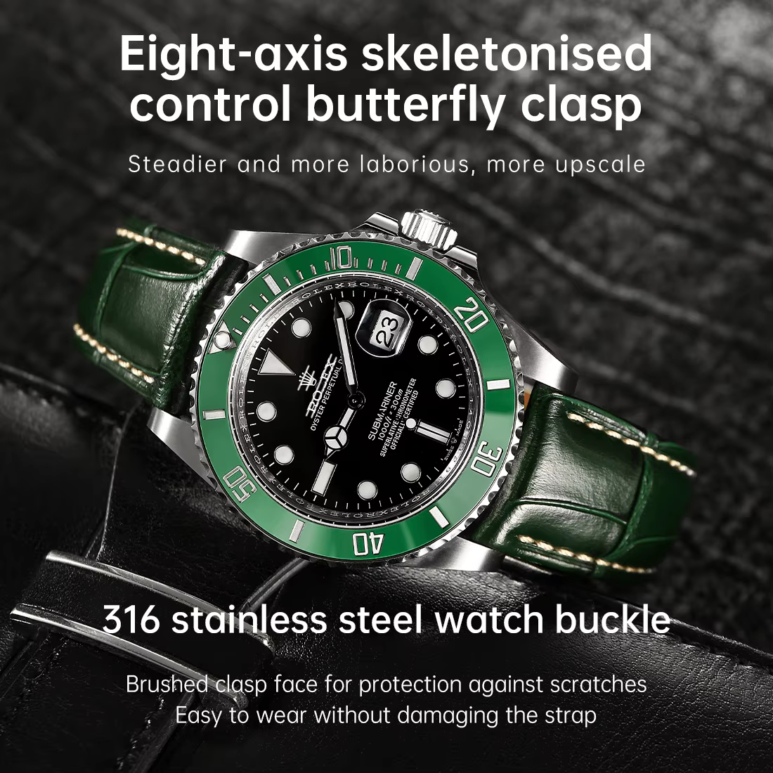 Maikes luxe Rolex bracelet de montre en cuir à dégagement rapide 20mm 21mm 22mm accessoires bracelets
