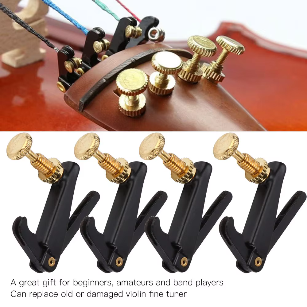 4 pièces en métal Accordeurs de précision pour violon Accordeur de cordes Noir Pièces de violon Accessoire pour violon Ajusteur de cordes Pour violon 3/4-4/4 