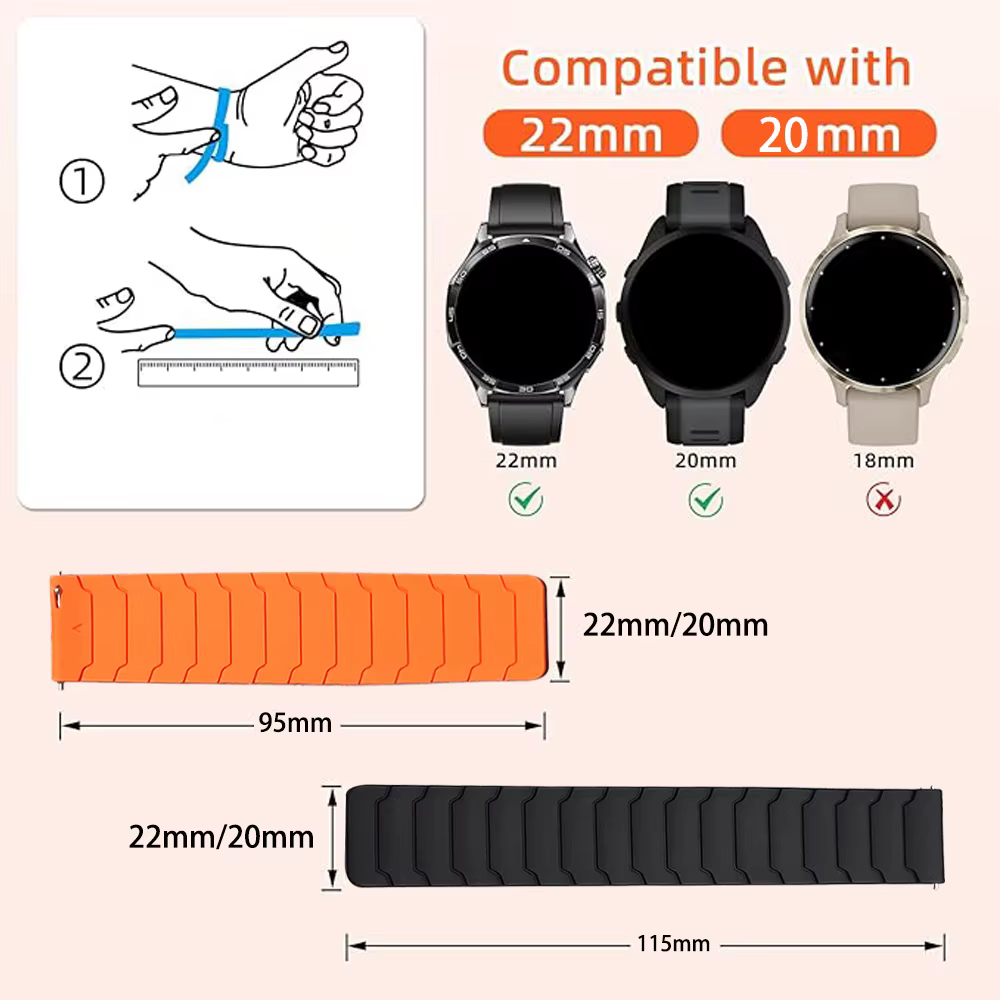 Bracelet de montre magnétique pour Amazfit Bip 6 5/GTR 2 3 4/GTR 47mm