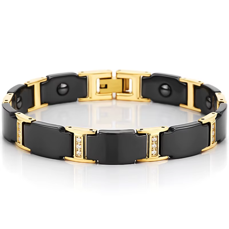 Bracelet magnétique en céramique et acier inoxydable pour homme