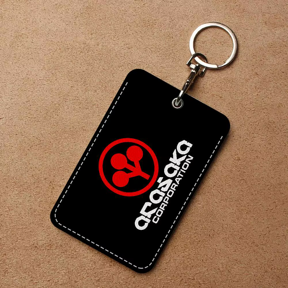 Arasaka Corporation Logo Rectangle étui pour carte d'identité porte-clés sac de carte d'accès porte-étiquette anneau porte-carte en cuir porte-clés accès