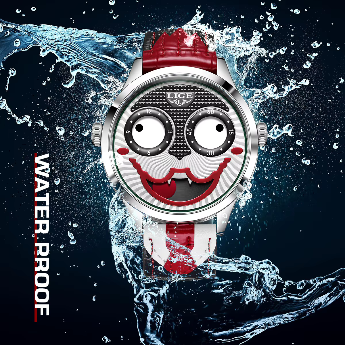 LIGE montre hommes Cool Joker classique montres hommes mode Clown bracelet en cuir étanche Quartz montres pour hommes Reloj Hombre