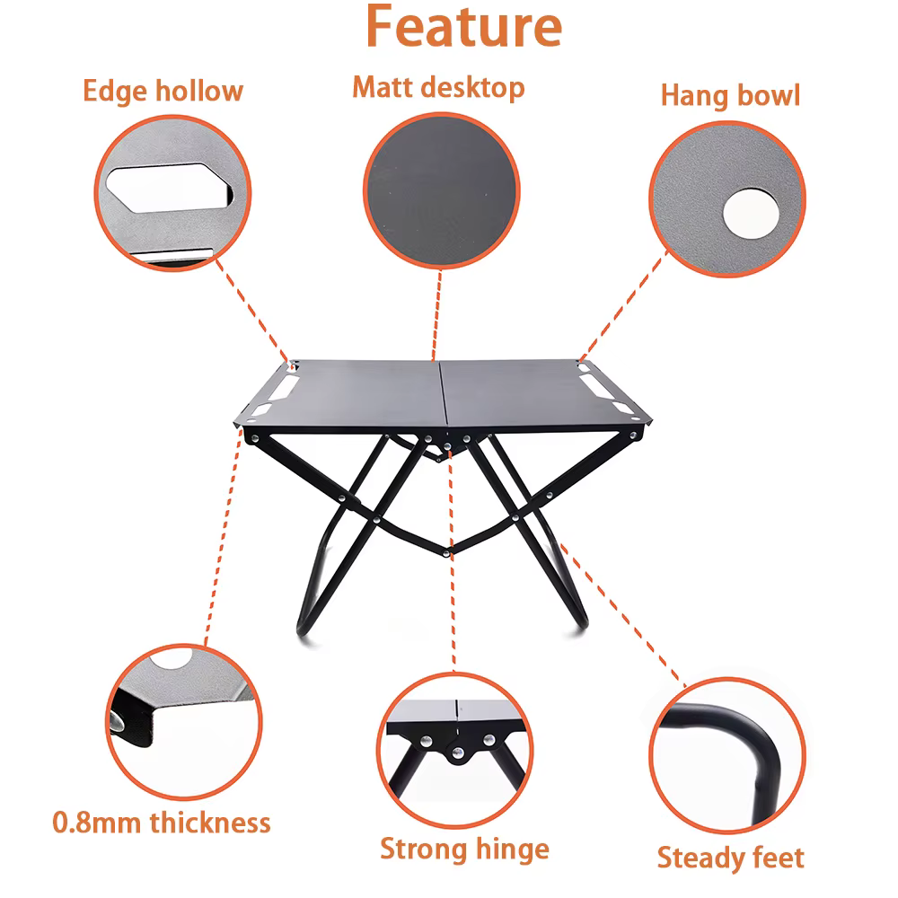 Table de pique-nique Portable, Tables de plage, Table de camping pour sable, bord pliable avec creux, articles suspendus, plus pratiques