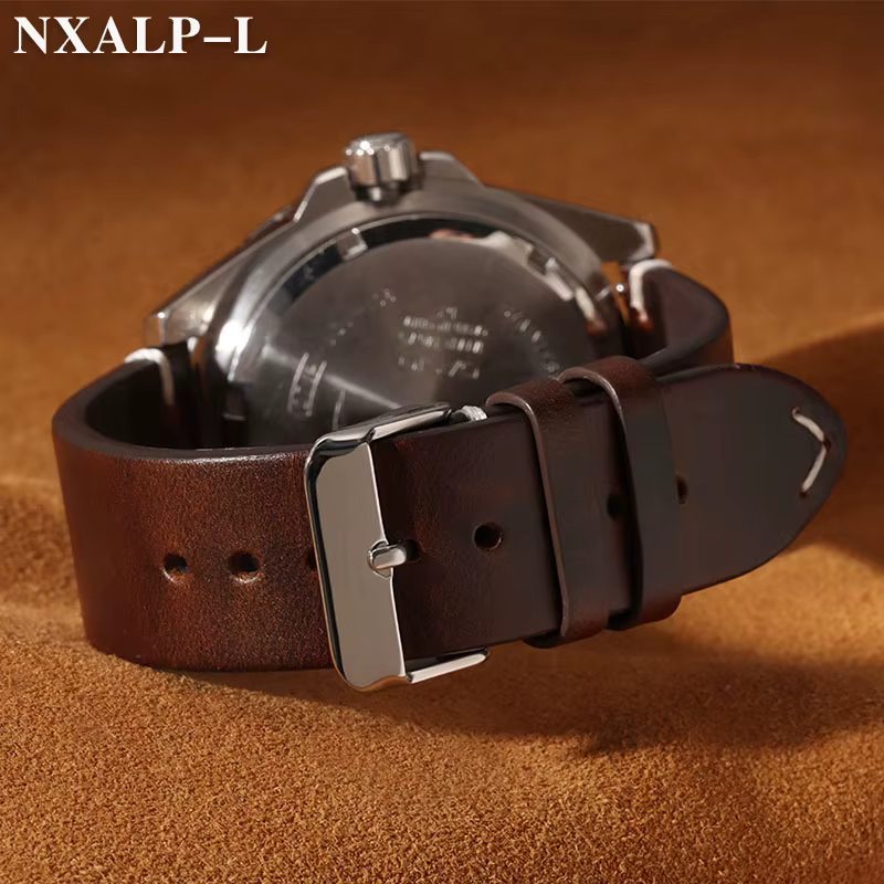 Bracelet de montre Vintage en cuir de cire d'huile pour Omega