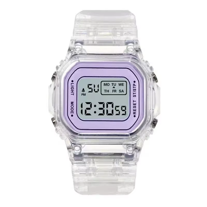 Montres électroniques pour femmes hommes bracelet en Silicone or Rose robe transparente montre-bracelet numérique LED horloge de Sport Relogio Feminino