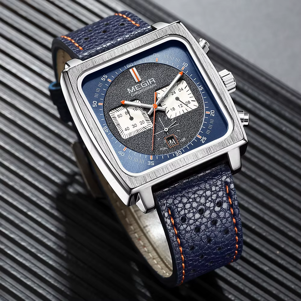 MEGIR 2182 luxe mode sport chronographe multi-fonctionnel militaire en cuir Date montres pour hommes Relogio Masculino