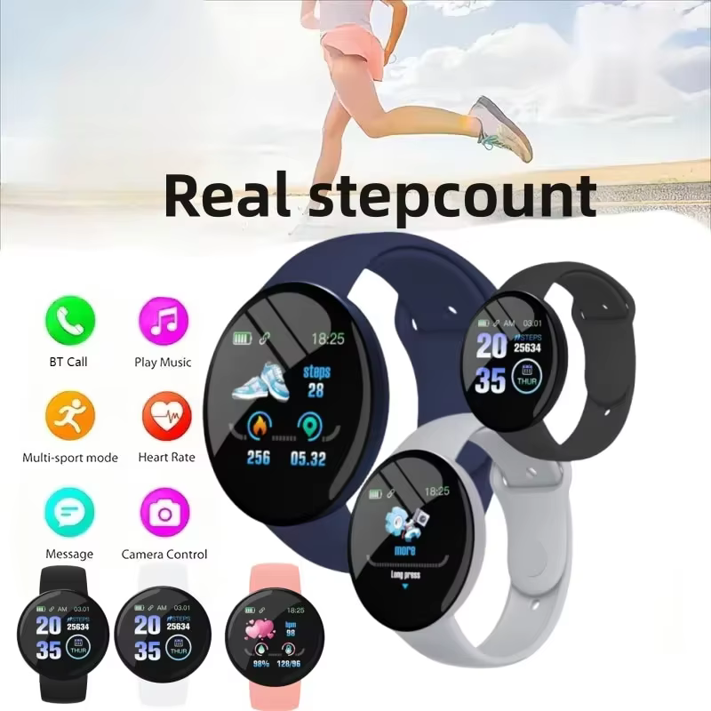 Montre connectée D18, écran couleur circulaire