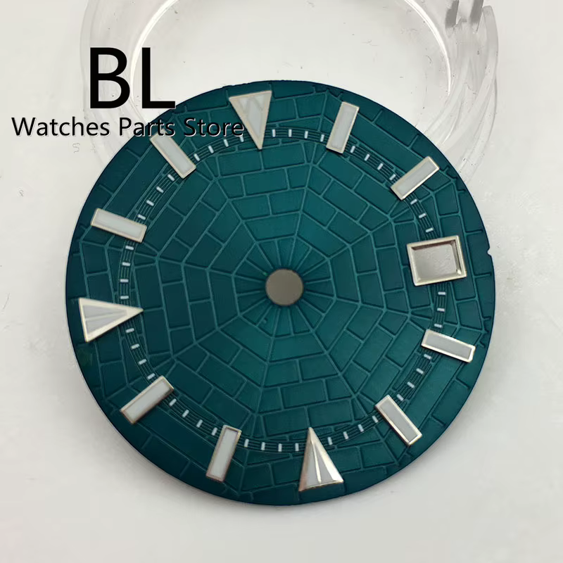 Cadran de montre bleu BL 29mm, vert, design Shoous Araneose, adapté au mouvement mécanique automatique NH35 NH36, couronne d'horloge 3/3, 8 heures