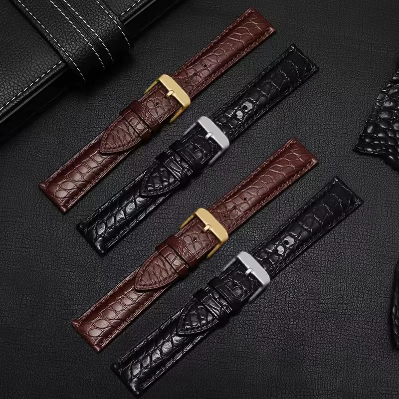 Bracelet de montre peau de Crocodile 16mm 18mm 20mm 22mm 23mm 24mm hommes femmes noir marron