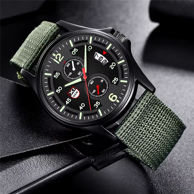 Reloj Hombre véritable marque XINEW hommes montres noir étudiants garçons mode bracelet en Nylon armée sport Date montre Relogio Masculino